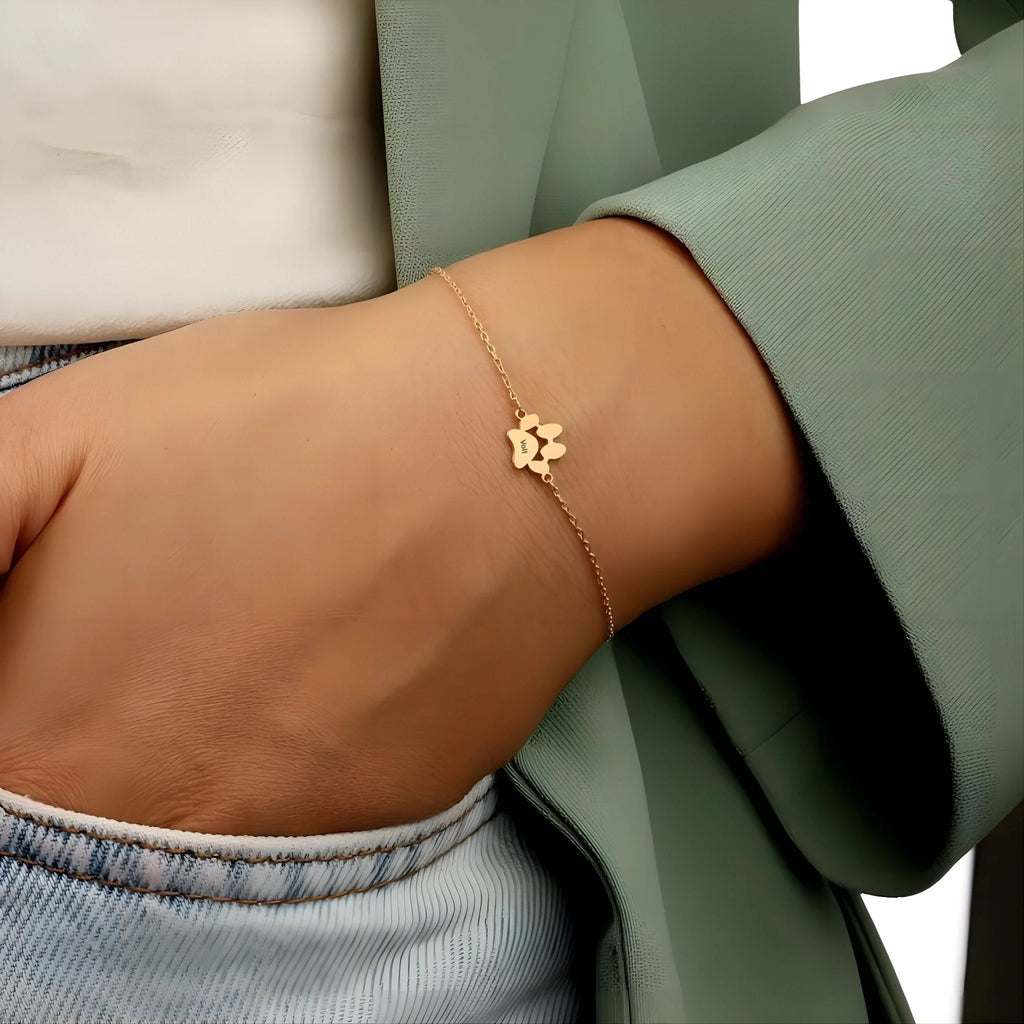 Personlig armbånd med pote i rustfritt stål, unisex, modell Tinou — bilde 5